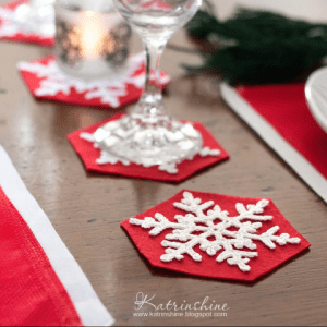 Handy with a crochet needle? Stitch up snowflake coasters for party guests' drinks. See more at Katrinshine » What you'll need: crochet thread ($7, amazon.com), red felt ($11, amazon.com)